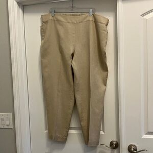 Eileen Fisher Women's Tan 100% Linen Ankle Length Pants Size 1X